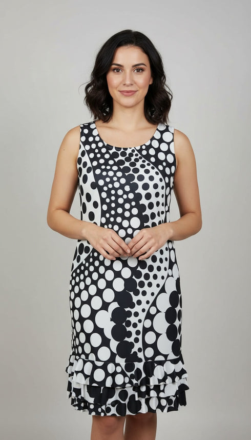 RUFFLE BOTTOM DRESS WITH SIDE SEAM POCKETS - D2099